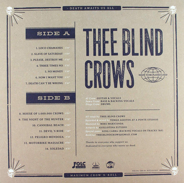 Thee Blind Crows : Death Awaits Us All (LP,Album)