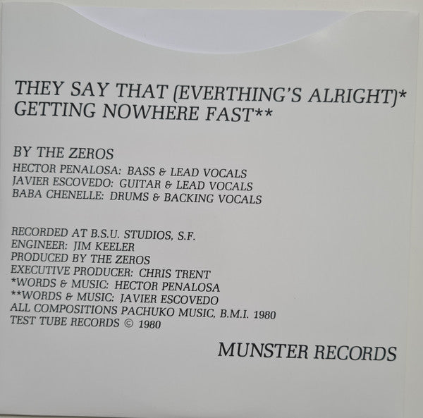 Zeros, The : They Say That (Everything's Alright) / Getting Nowhere Fast (7",45 RPM,Single,Reissue,Special Edition)