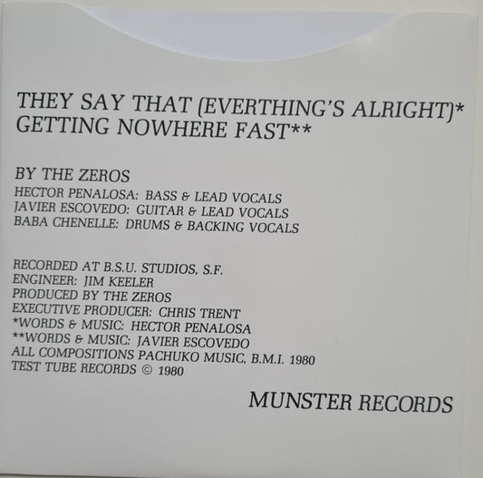Zeros, The : They Say That (Everything's Alright) / Getting Nowhere Fast (7",45 RPM,Single,Reissue,Special Edition)
