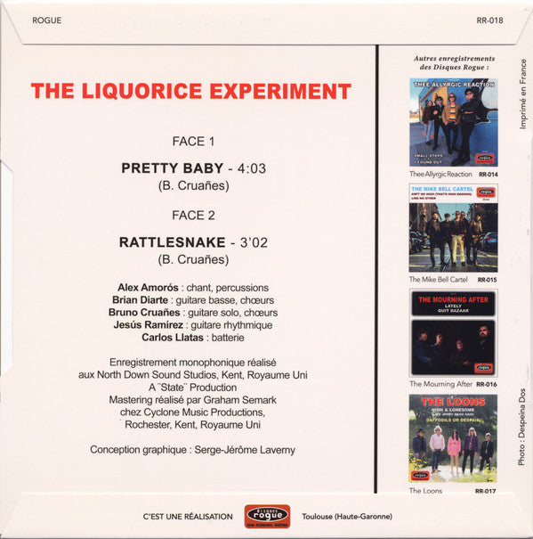 Liquorice Experiment, The : Pretty Baby / Rattlesnake (7",45 RPM,Single,Limited Edition,Mono)