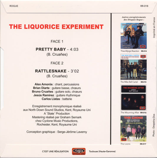 Liquorice Experiment, The : Pretty Baby / Rattlesnake (7",45 RPM,Single,Limited Edition,Mono)