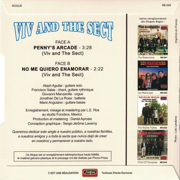 Viv And The Sect : Penny's Arcade / No Me Quiero Enamorar (7",45 RPM,Single,Limited Edition,Stereo)
