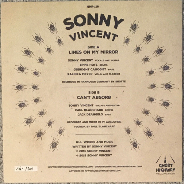 Sonny Vincent : Lines On My Mirror (7",45 RPM,Limited Edition,Numbered)