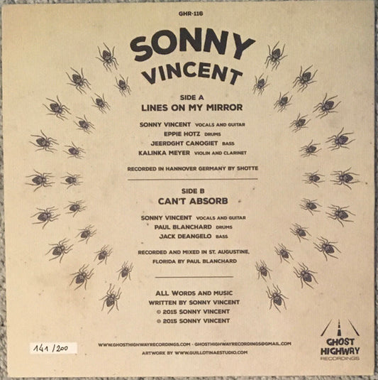 Sonny Vincent : Lines On My Mirror (7",45 RPM,Limited Edition,Numbered)